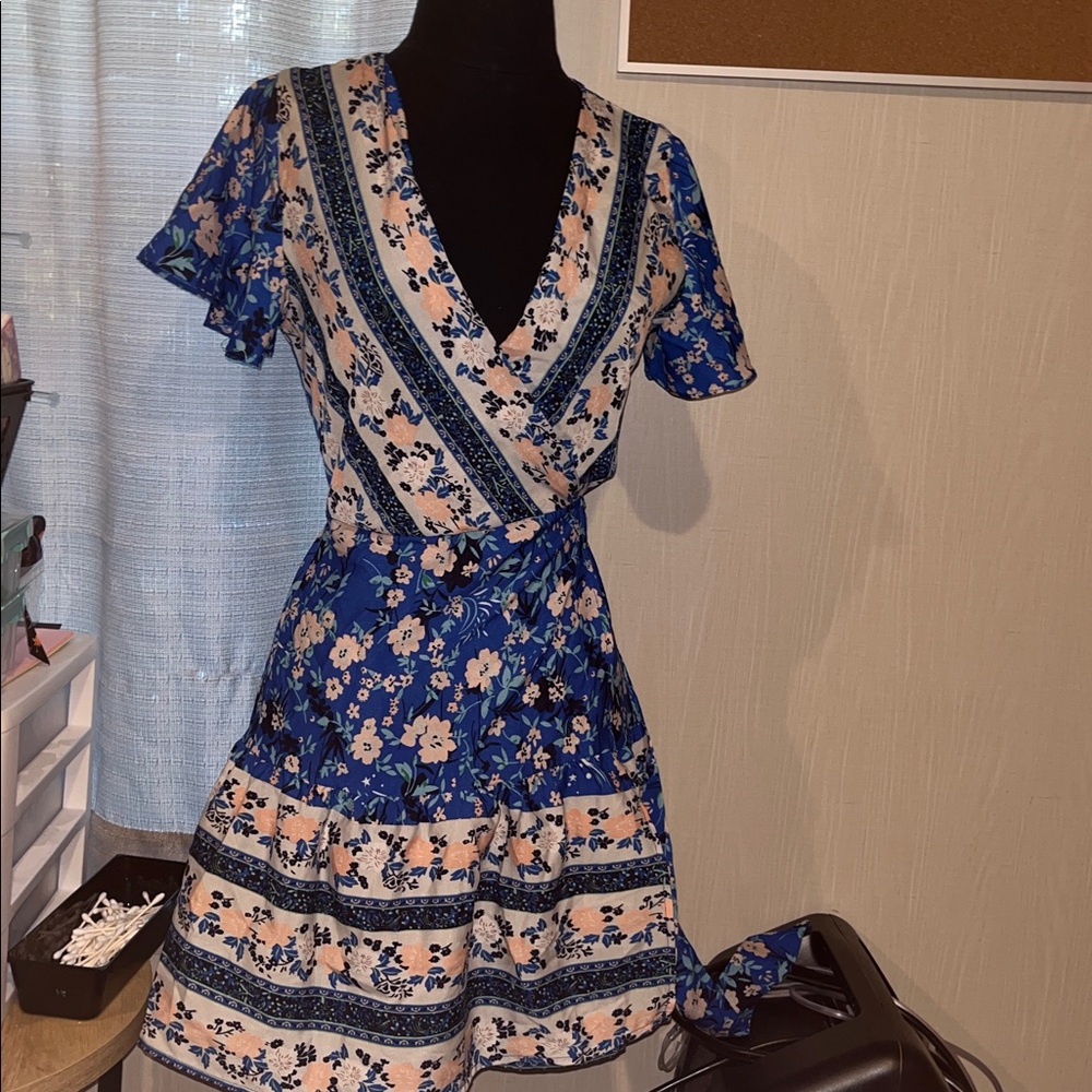 Floral Blue and Pink Dress
